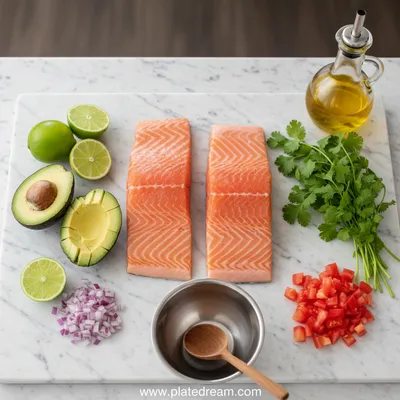Baked Cilantro Lime Salmon With Avocado Salsa - cooking process