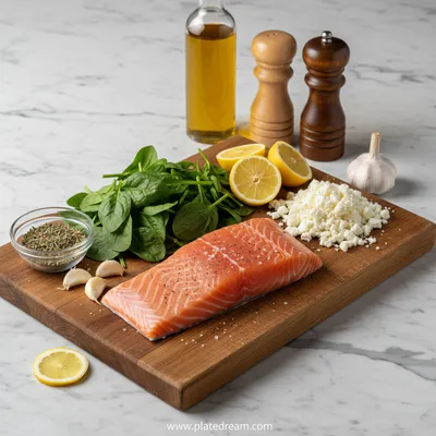 Baked Stuffed Salmon With Spinach And Feta - cooking process
