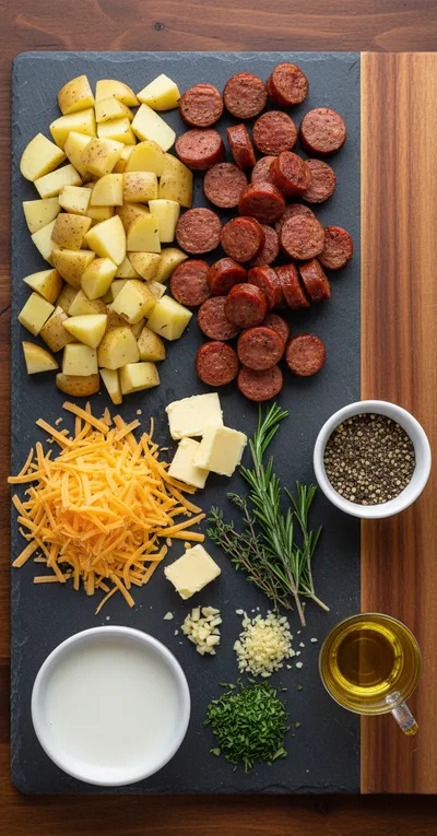 Beef Sausage Cheesy Potato Casserole - cooking process