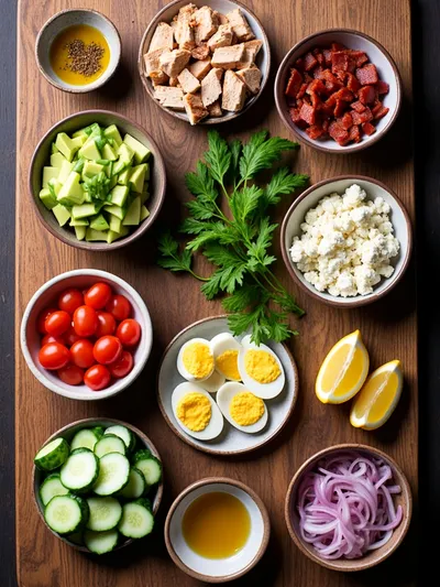 Cobb Salad Recipe – High Protein - ingredients preparation