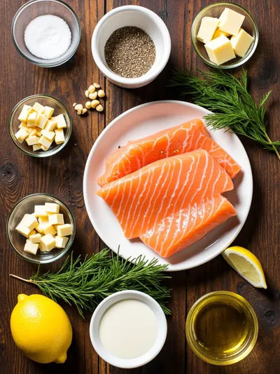 Creamy Garlic Salmon – Easy Dinner Recipe - ingredients preparation
