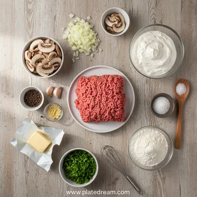 Creamy Ground Beef Stroganoff – Ready in 30 Minutes - ingredients preparation