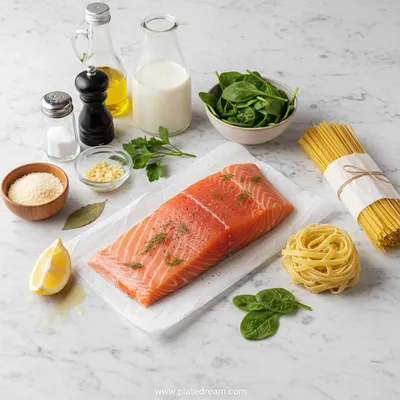 Creamy Salmon Spinach Pasta - cooking process