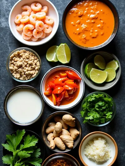 Creamy Thai Coconut Shrimp Curry - ingredients preparation