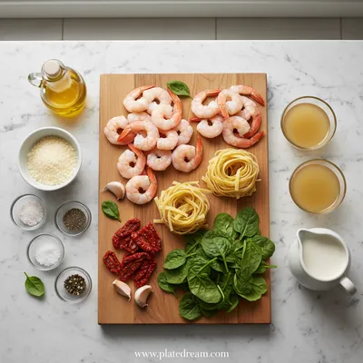 Creamy Tuscan Shrimp Linguine - cooking process