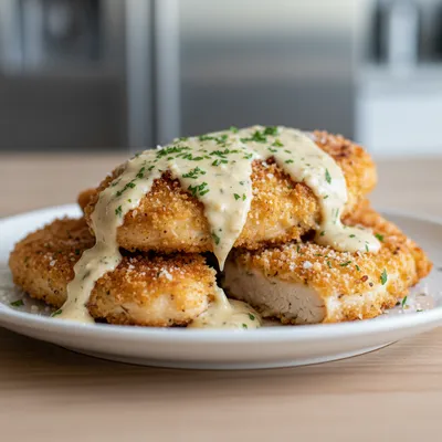 Crispy Parmesan Chicken with Garlic Sauce