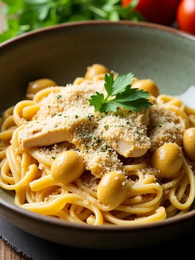 Crockpot Garlic Parmesan Chicken Pasta - cooking process