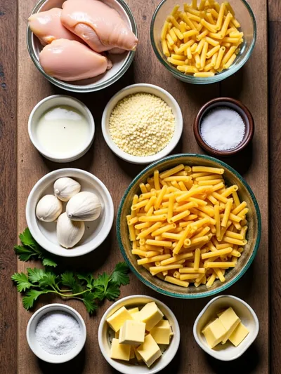 Crockpot Garlic Parmesan Chicken Pasta - ingredients preparation