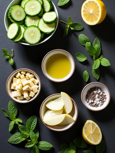 Cucumber Apple Salad – Fresh & Crunchy - ingredients preparation