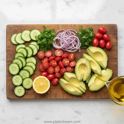 Cucumber Tomato Avocado Salad - cooking process