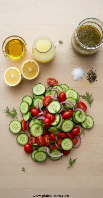 Refreshing Cucumber Tomato Salad - cooking process