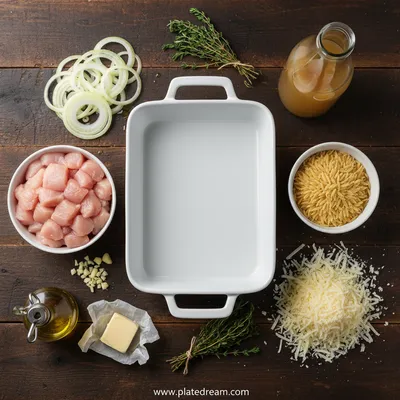 French Onion Chicken Orzo Casserole - cooking process
