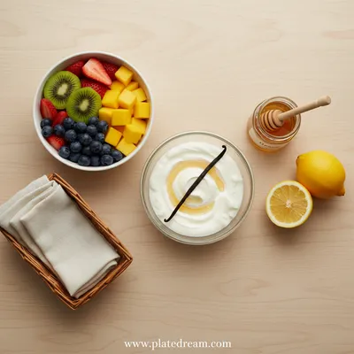 Fruit Dip Recipe with Fresh Fruit & Yogurt - ingredients preparation