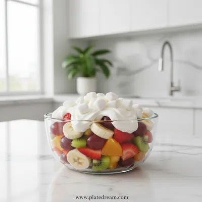 Fruit Salad with Sour Cream and Marshmallows