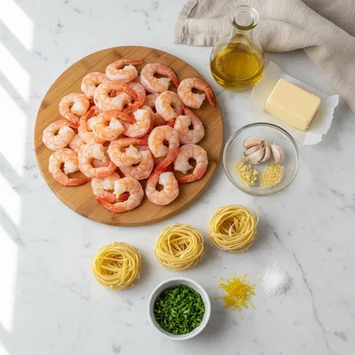 Garlic Butter Shrimp Scampi Pasta - cooking process