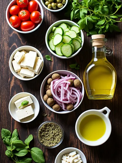 Greek Salad Recipe – Fresh & Easy - ingredients preparation