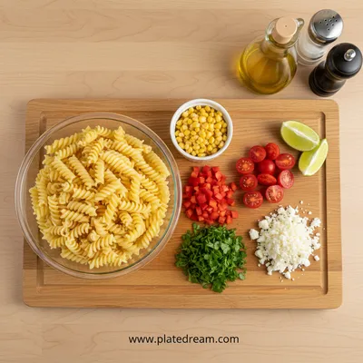 Healthy Street Corn Pasta Salad - cooking process