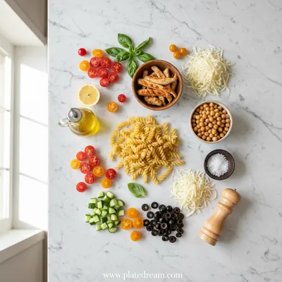 High-Protein Italian Pasta Salad - ingredients preparation
