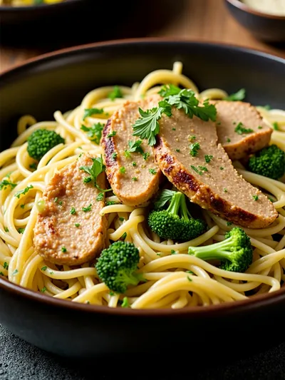 High Protein Rotisserie Chicken Broccoli Pasta - ready to serve