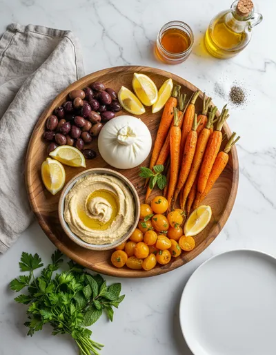 Mediterranean Burrata Roasted Carrot Board - cooking process