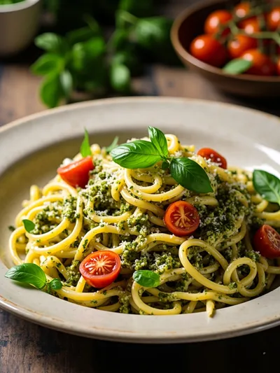 Mediterraner Nudelsalat Mit Pesto - ready to serve