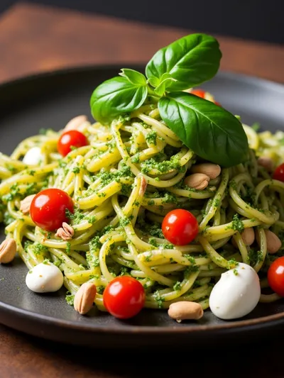 Pesto Pasta Salad with Tomatoes & Mozzarella - ready to serve