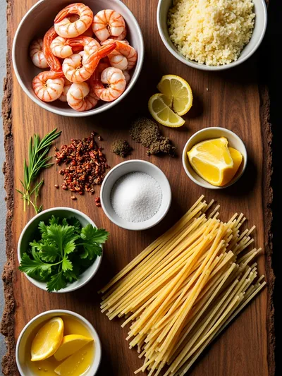 Spicy Garlic Shrimp Pasta - ingredients preparation