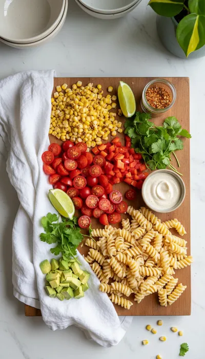 Street Corn Pasta Salad - cooking process