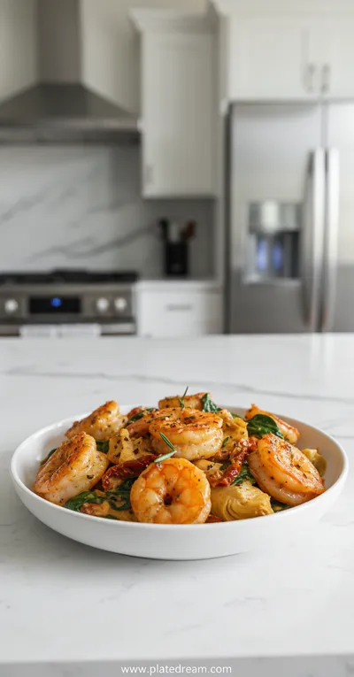 Tuscan Shrimp with Spinach, Artichokes & Sun‑Dried Tomatoes