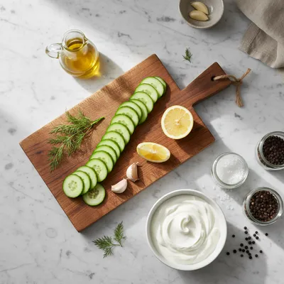 Tzatziki Cucumber Salad - cooking process