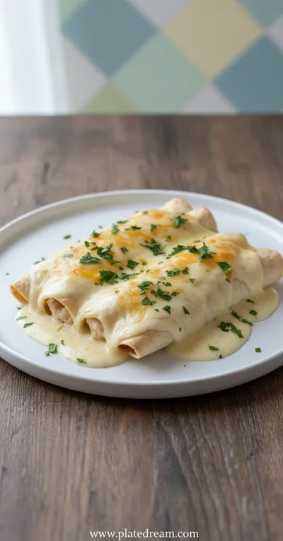 White Chicken Enchiladas with Creamy Sauce