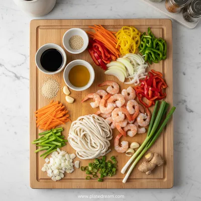 Yaki Udon With Shrimp – Quick Japanese Stir‑Fry - ingredients preparation